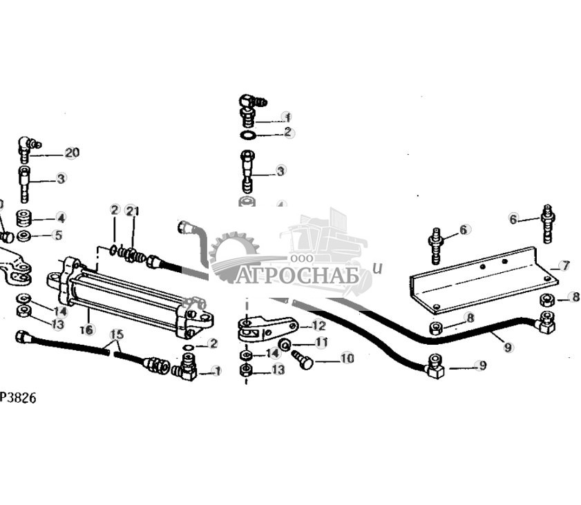 Feedback Cylinder, Brackets And Lines 
